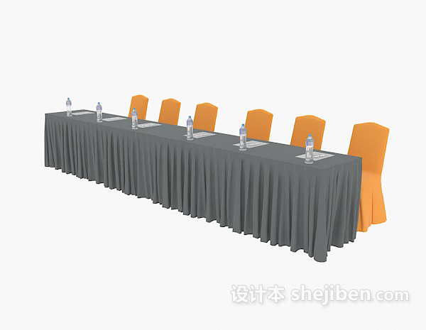 评委桌椅组合3d模型下载