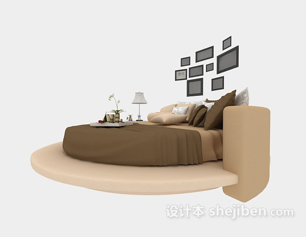 现代风格创意圆形床3d模型下载