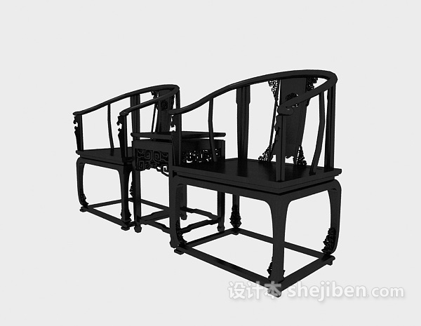 黑色扶手休闲椅3d模型下载