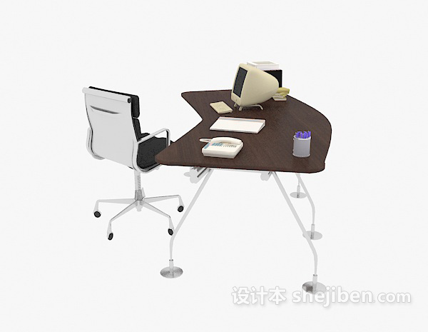 现代风格办公桌3d模型下载