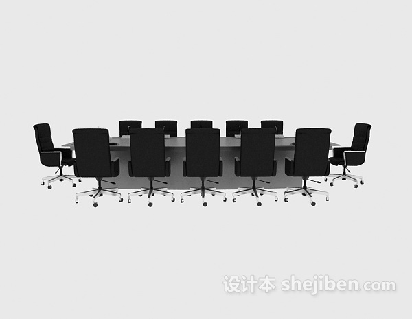 实木会议桌3d模型下载