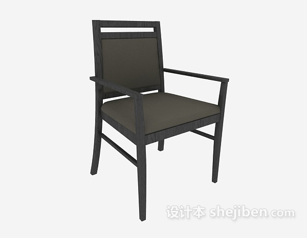 黑色实木家居椅3d模型下载
