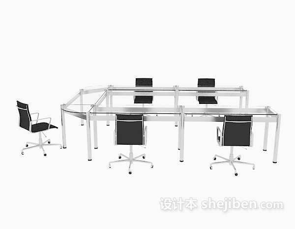 会议桌椅组合3d模型下载