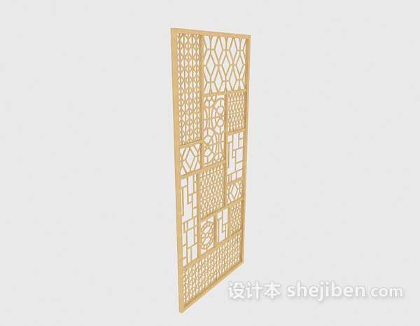 实木隔断3d模型下载