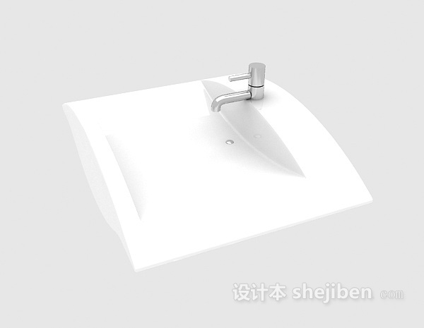 白色家居洗手池3d模型下载