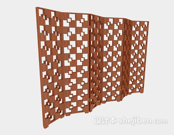 木质屏风3d模型下载