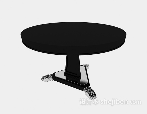 黑色圆形茶几3d模型下载