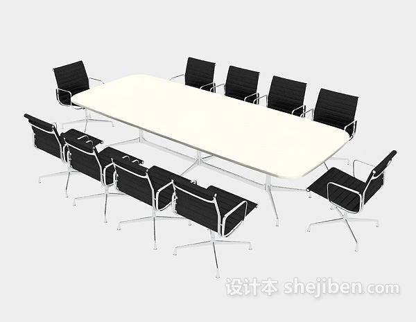 简约会议桌椅3d模型下载