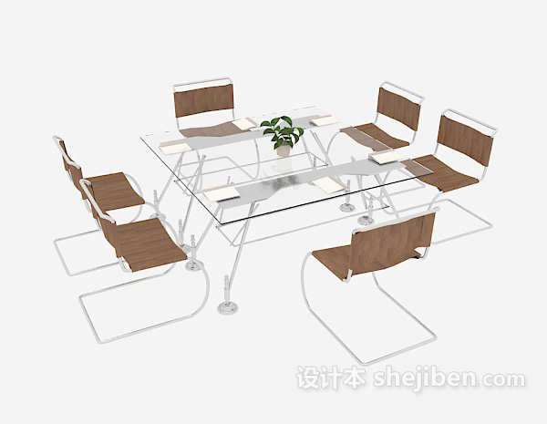现代玻璃会议桌3d模型下载