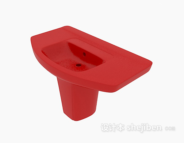 红色洗脸盆3d模型下载