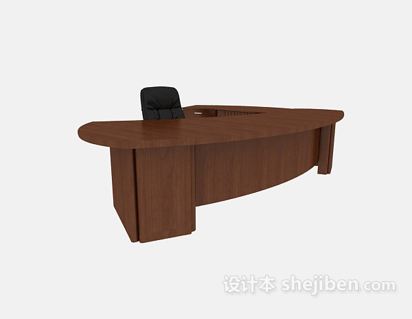 现代棕色办公桌3d模型下载