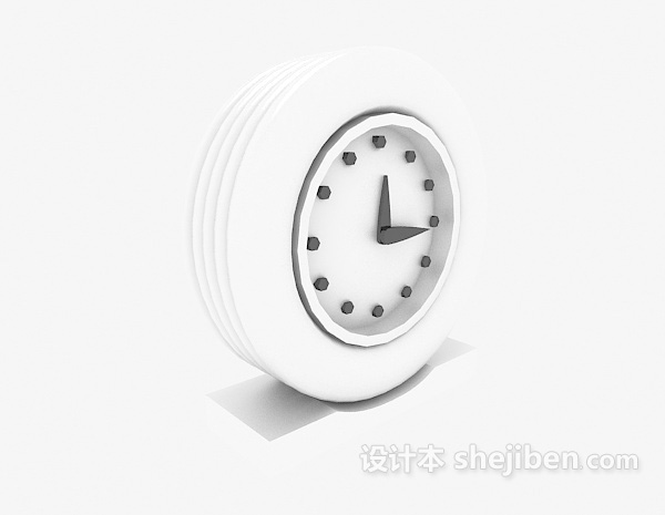 白色小闹钟3d模型下载