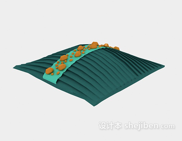 绿色抱枕3d模型下载