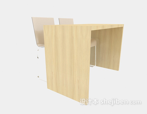 办公面试桌椅组合3d模型下载