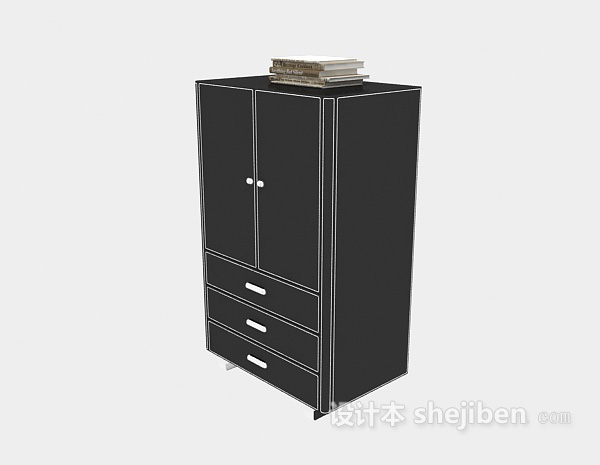 黑色办公柜3d模型下载