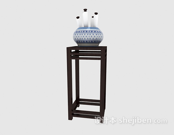 中式展示架3d模型下载