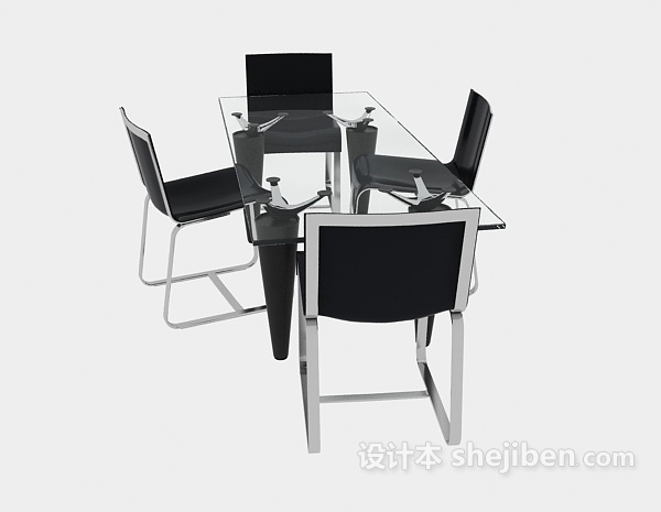 小型办公会议桌椅3d模型下载