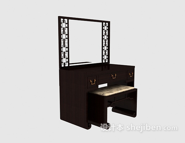 中式风格梳妆台3d模型下载