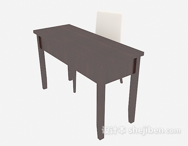 现代简约书桌3d模型下载