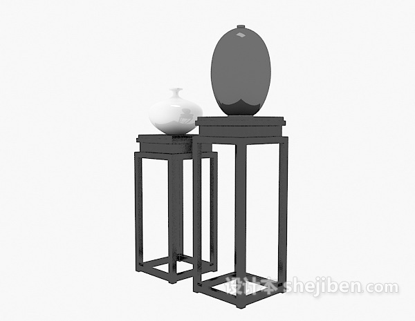 黑色实木摆设架3d模型下载
