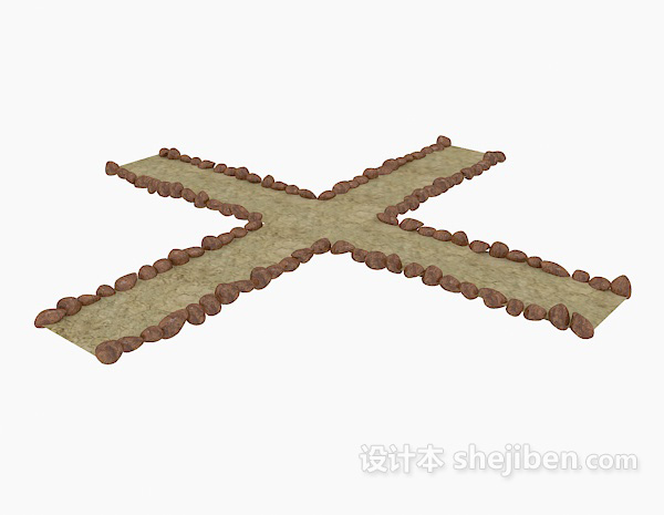 交叉十字小路3d模型下载