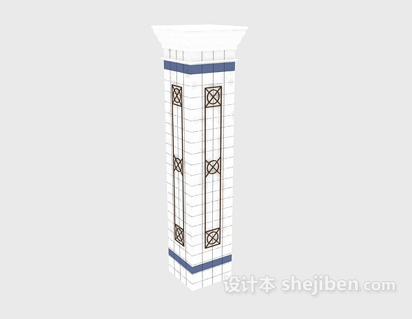 白色石材柱3d模型下载