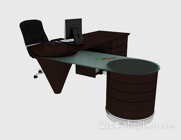 办公桌椅组合3d模型下载