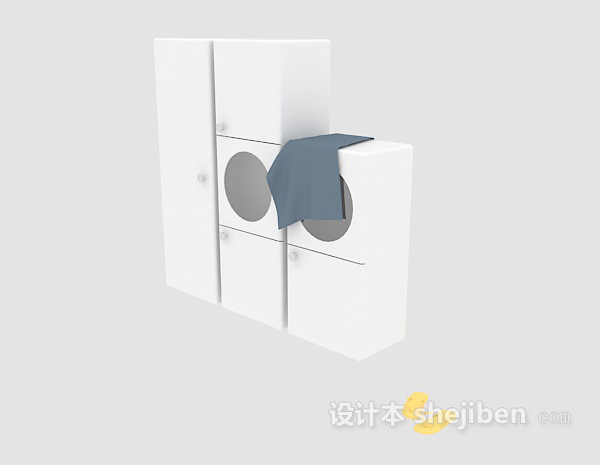 现代滚筒洗衣机3d模型下载