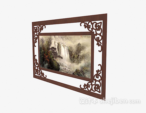 中式风格挂画3d模型下载