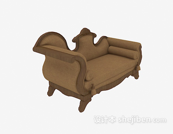 棕色躺椅单人沙发3d模型下载