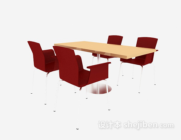 小型会议桌椅3d模型下载