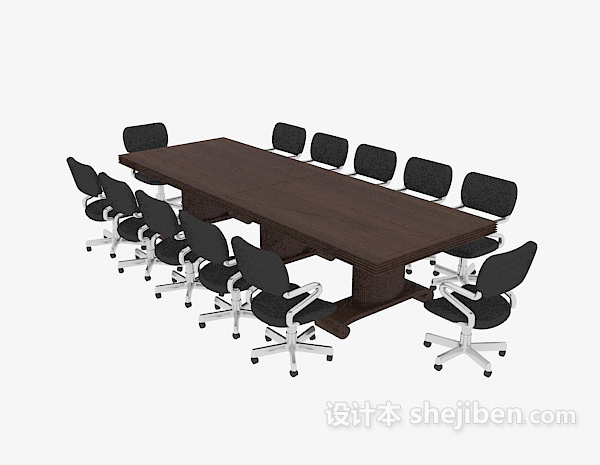 办公室会议桌3d模型下载