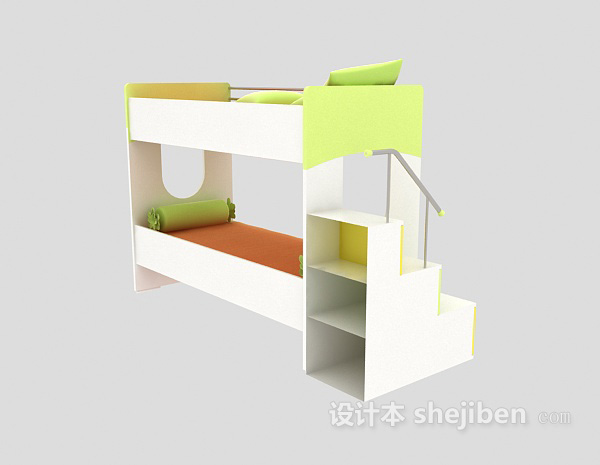 清新风格儿童床3d模型下载