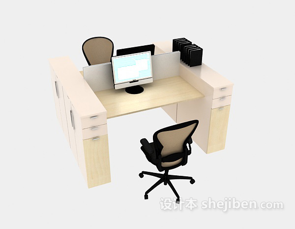 公司办公桌椅组合3d模型下载