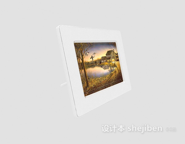 白色木质相框3d模型下载