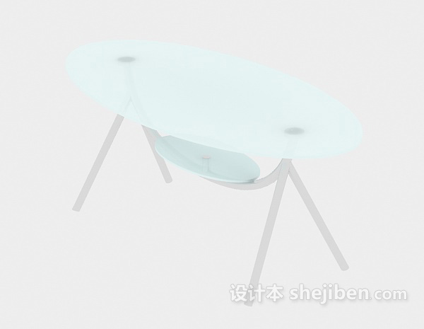 蓝色玻璃茶几3d模型下载