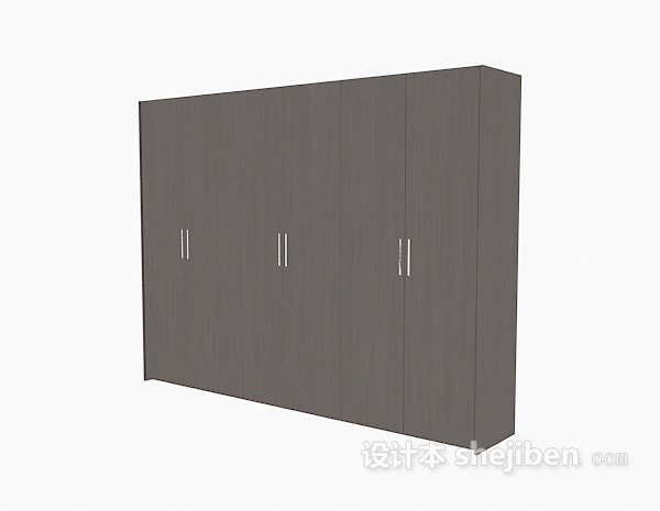黑色四门衣柜3d模型下载