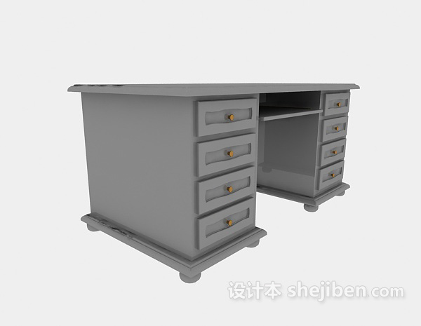 经理实木办公桌3d模型下载