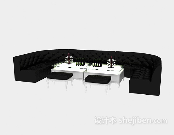 办公接待沙发3d模型下载