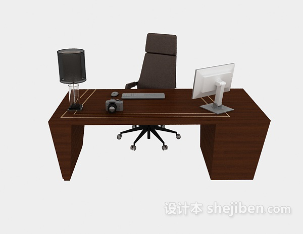 简约办公桌3d模型下载