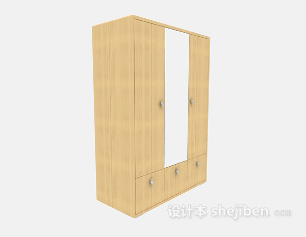 带镜子鞋柜的衣柜3d模型下载