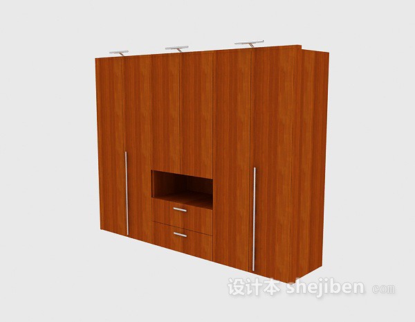 棕色木质大衣柜3d模型下载
