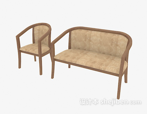 田园客厅多人沙发3d模型下载
