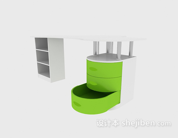 个性简洁办公桌3d模型下载