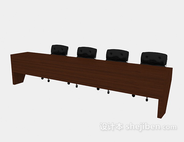 长形办公桌3d模型下载
