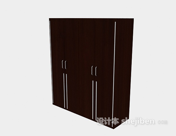 现代棕色衣柜3d模型下载