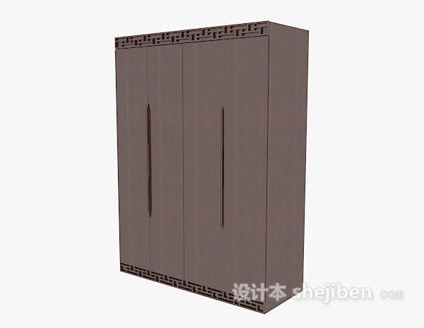 黑色中式衣柜3d模型下载