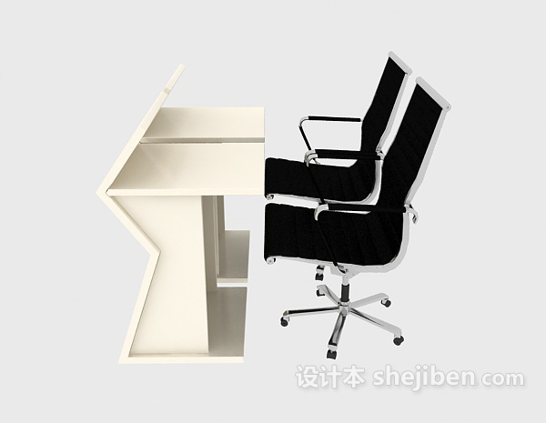 实木办公桌椅组合3d模型下载