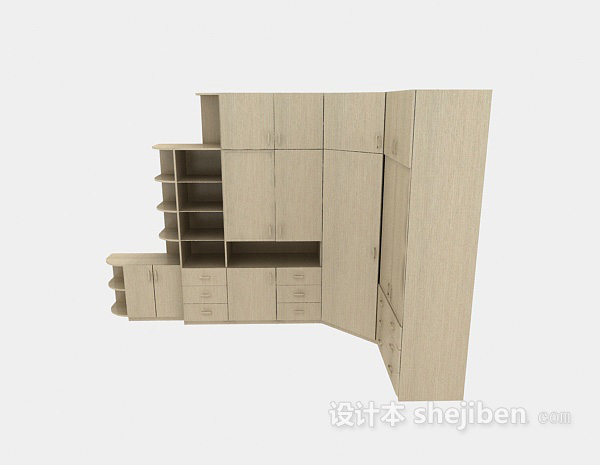 整体带鞋柜的衣柜3d模型下载