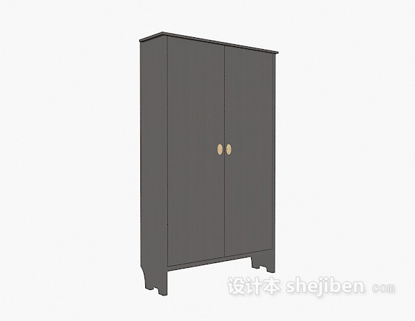两门拉手衣柜3d模型下载